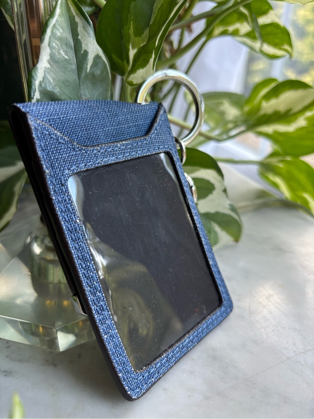 henri bendel Denim Blue Card Holder and Keyring/Bag Charm with Silver Accent - Picture 3 of 5
